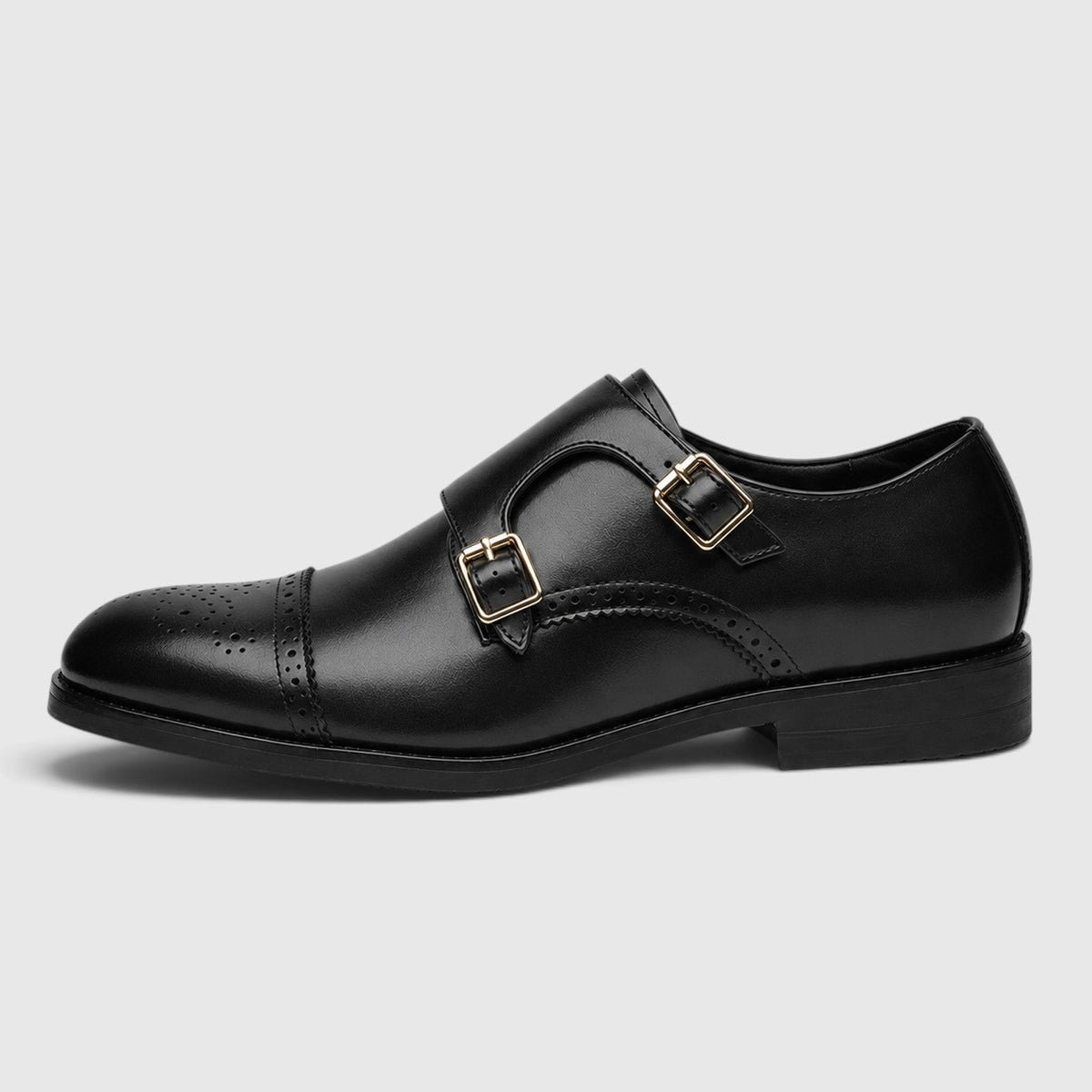 Scarpe eleganti da uomo con doppia fibbia monk e punta affusolata