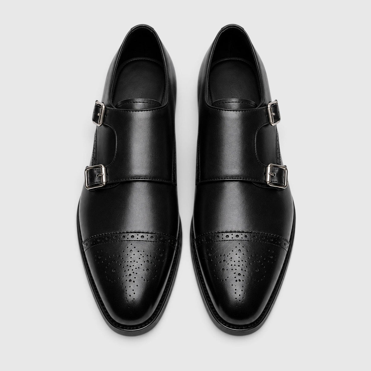 Scarpe eleganti da uomo con doppia fibbia monk e punta affusolata