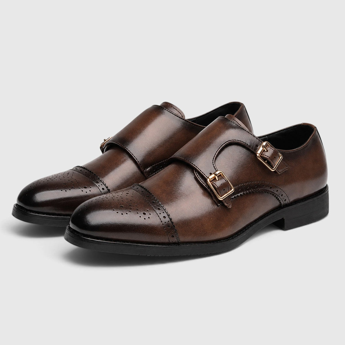 Scarpe eleganti da uomo con doppia fibbia monk e punta affusolata