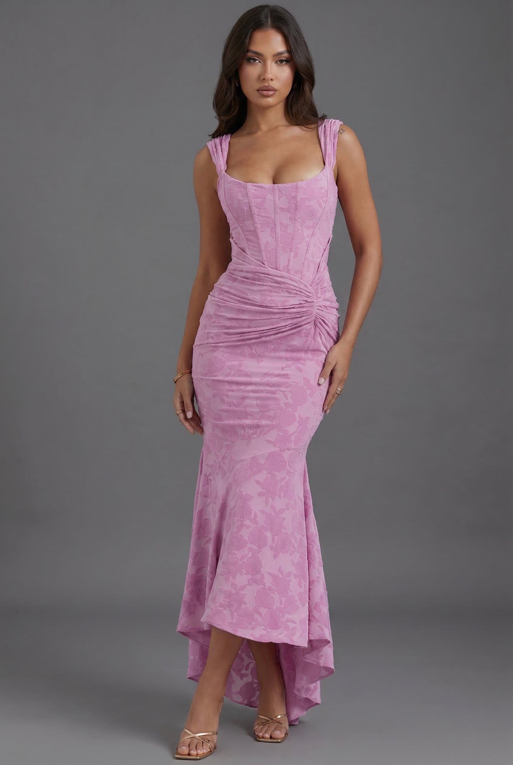 Vestido Largo de Fiesta para Invitada de Boda con Corsé y Cola de Pez