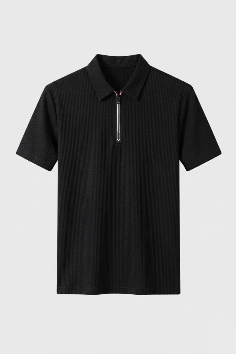 Polo para hombre con media cremallera y tejido acanalado — business casual