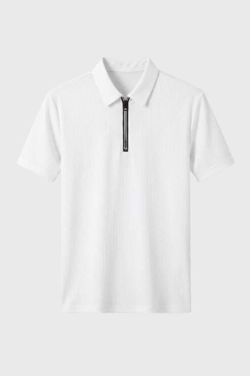 Polo para hombre con media cremallera y tejido acanalado — business casual