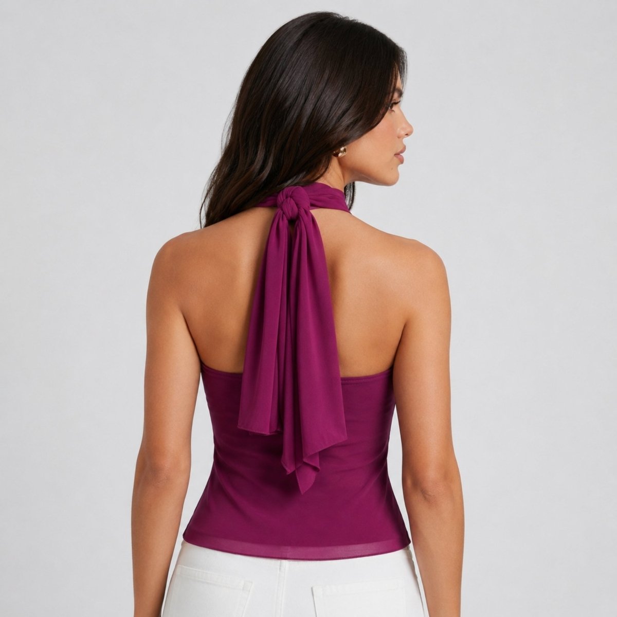 Top halter mujer con volantes | blusa sin mangas para eventos