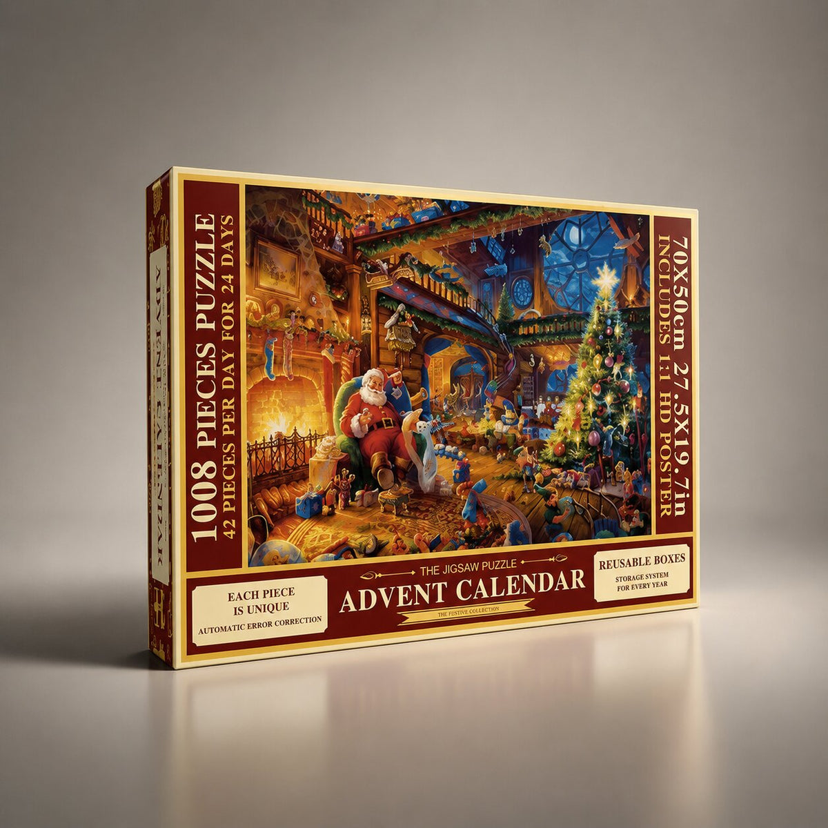 Adventní kalendář s puzzle o 1008 dílcích a 24 očíslovanými krabičkami