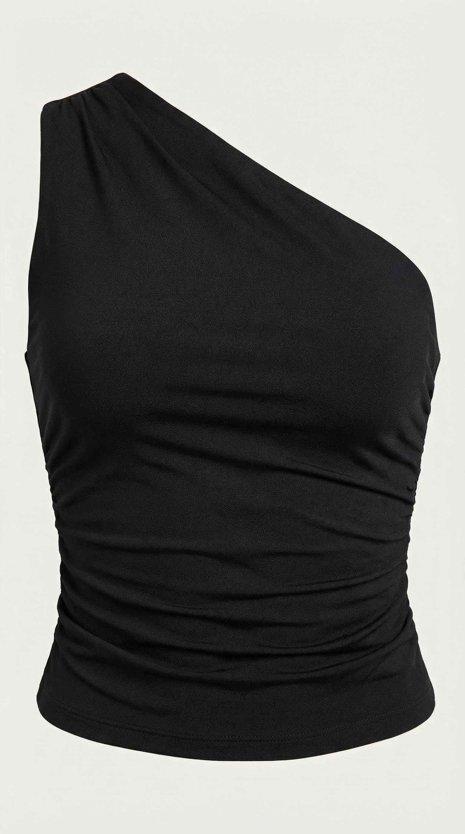 Top de un Solo Hombro con Plisado Lateral y Corte Ajustado Sin Mangas para Mujer