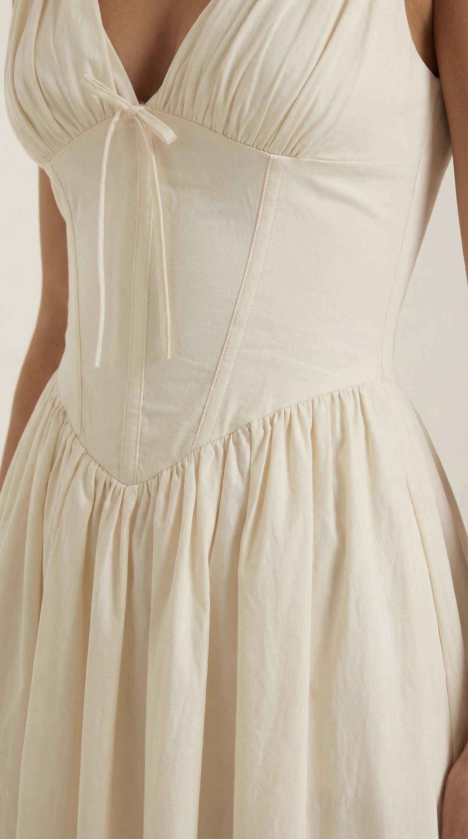 Vestido Midi con Escote en V Profundo de Cintura Alta y Espalda Descubierta para Mujer