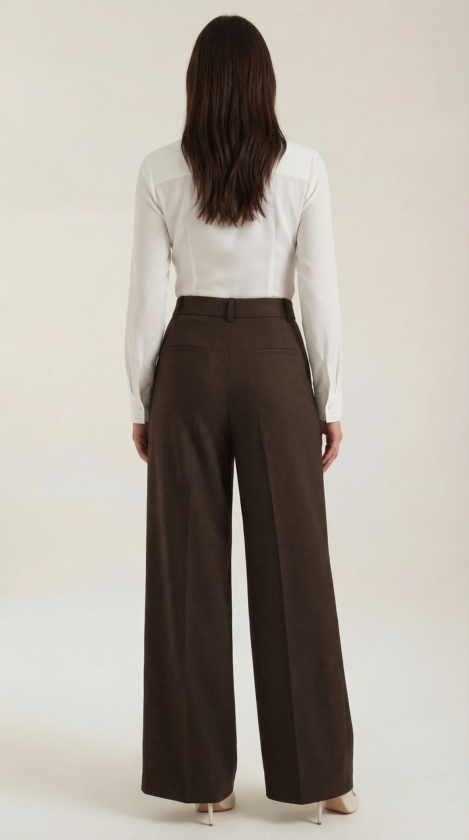 Pantalones de Pierna Ancha de Cintura Alta con Pinzas Frontales y Bolsillos para Mujer