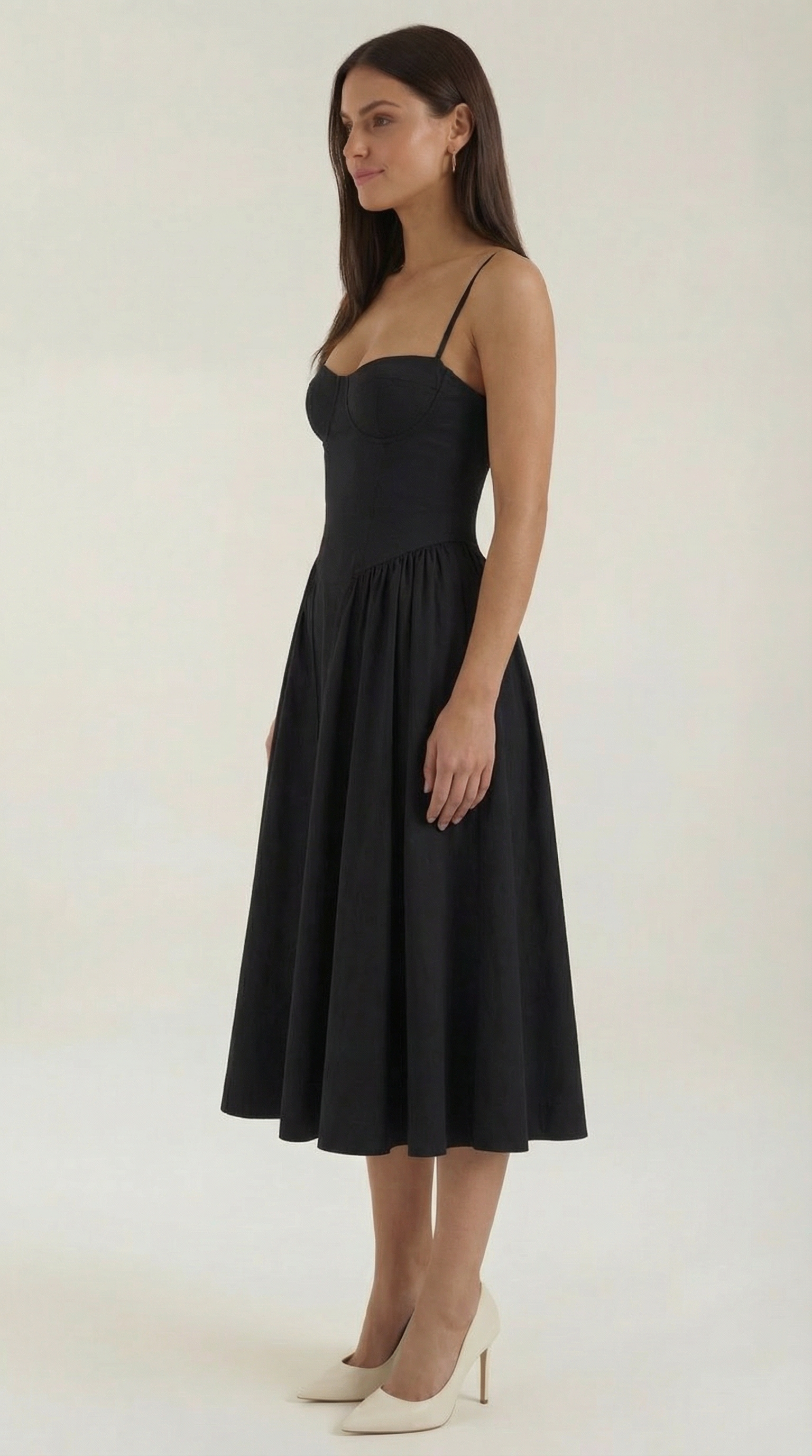 Vestido Midi de Algodón Estilo Corsé con Tirantes y Estampado Floral para Mujer