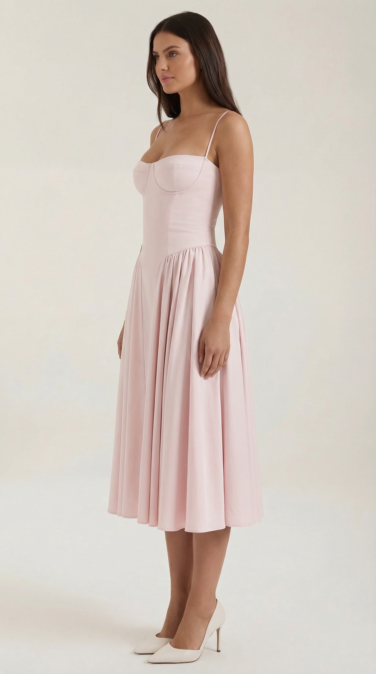 Vestido Midi de Algodón Estilo Corsé con Tirantes y Estampado Floral para Mujer