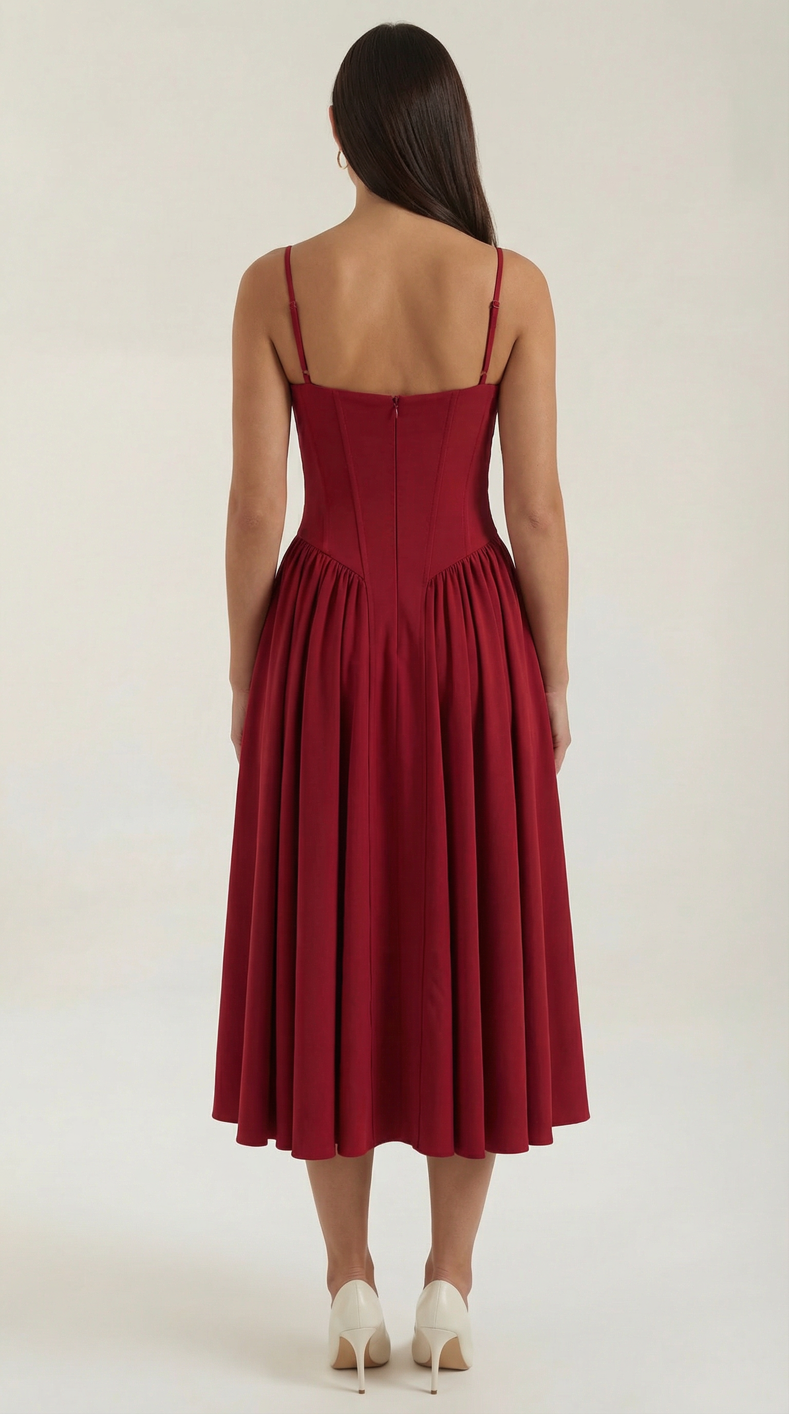 Vestido Midi de Algodón Estilo Corsé con Tirantes y Estampado Floral para Mujer