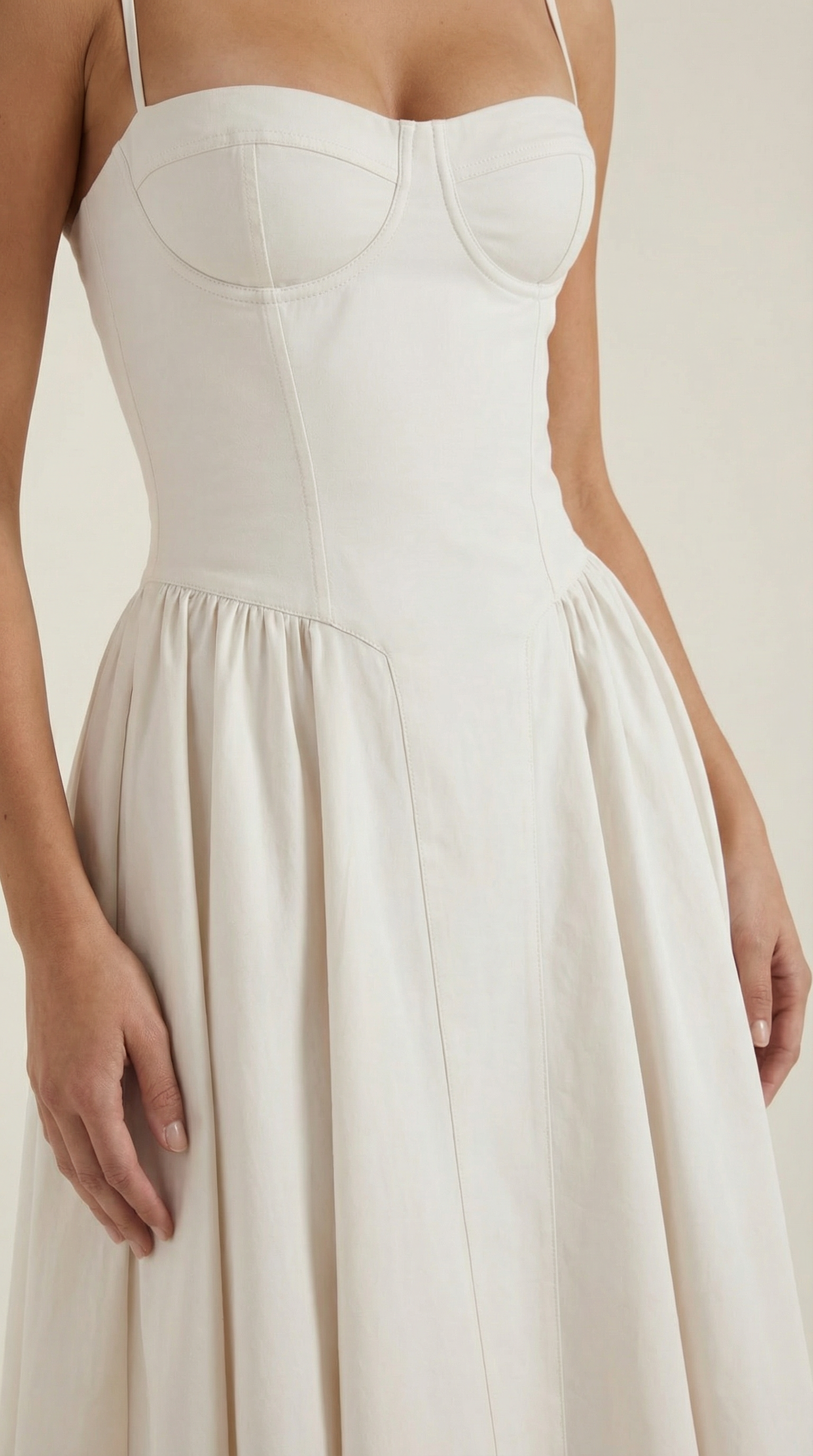 Vestido Midi de Algodón Estilo Corsé con Tirantes y Estampado Floral para Mujer