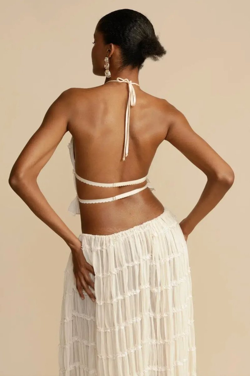Conjunto duas peças mulher | top halter e saia midi para praia