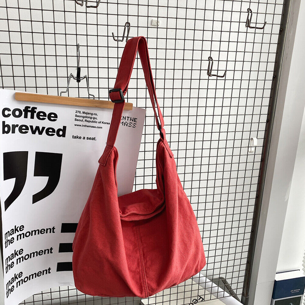 Bolso de Lona Oversize para Mujer Bolso de Hombro Grande con Cierre de Cremallera