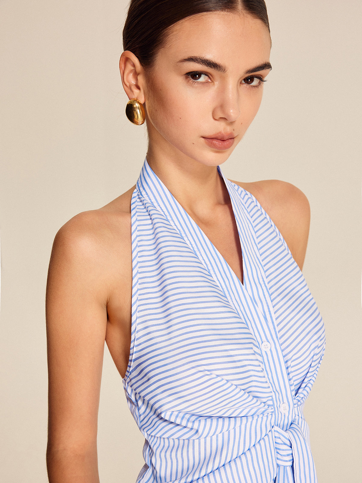 Top halter mujer con lazada | blusa sin mangas para oficina