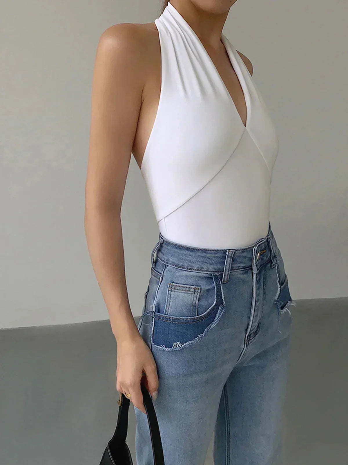 Top halter mujer | cuello cruzado en V para uso diario