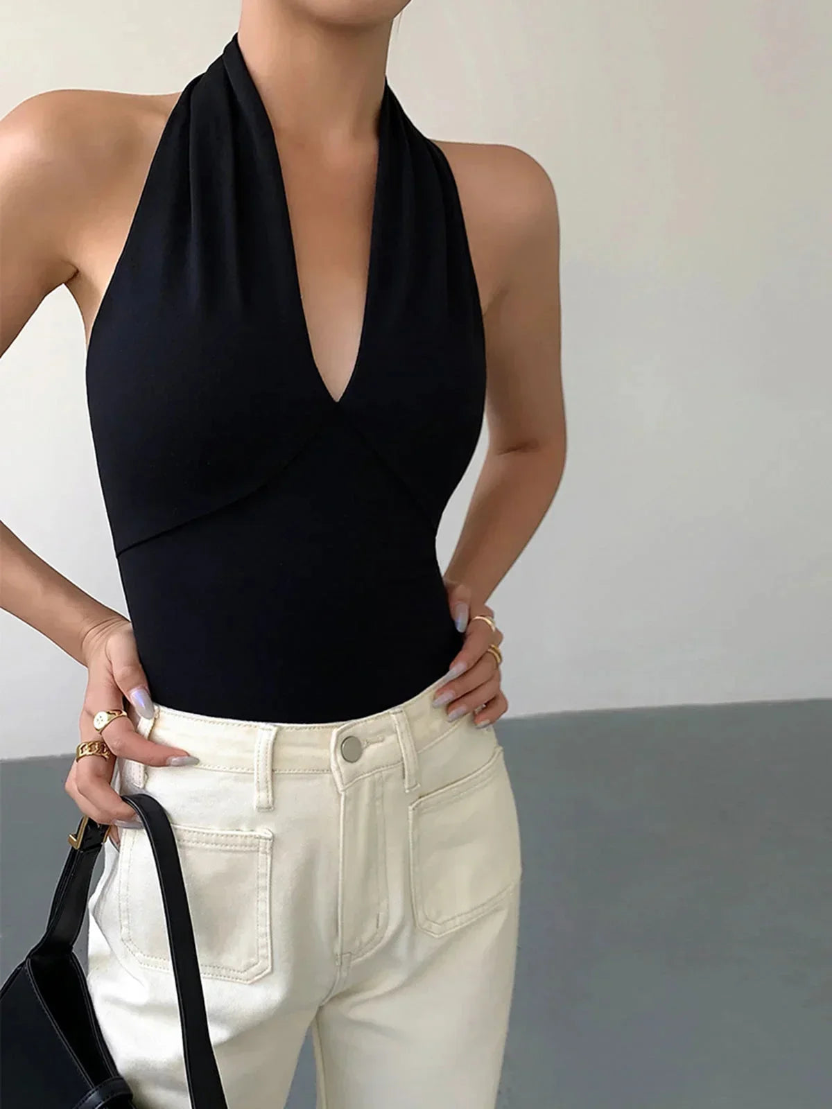 Top halter mujer | cuello cruzado en V para uso diario