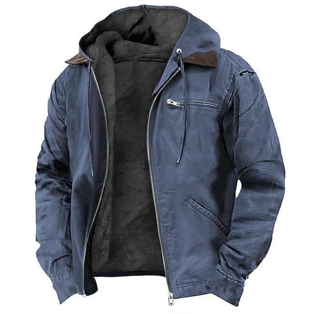 Chaqueta Outdoor para Hombre con Capucha Ajustable y Cierre de Cremallera