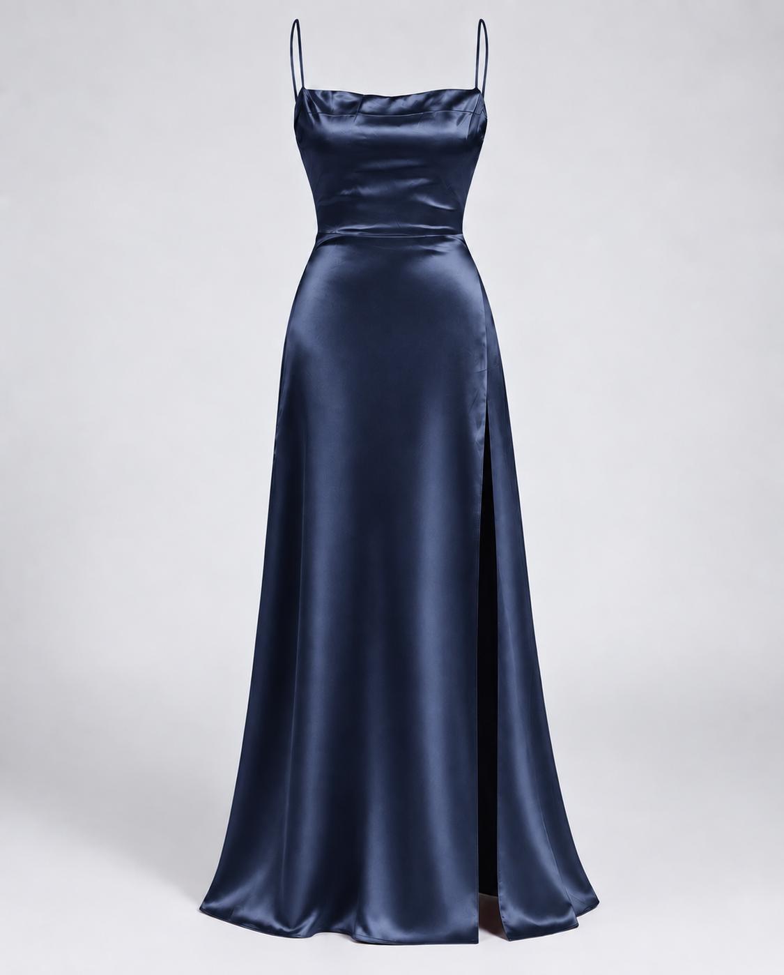 Vestido de seda para mujer - escote drapeado con abertura - gala