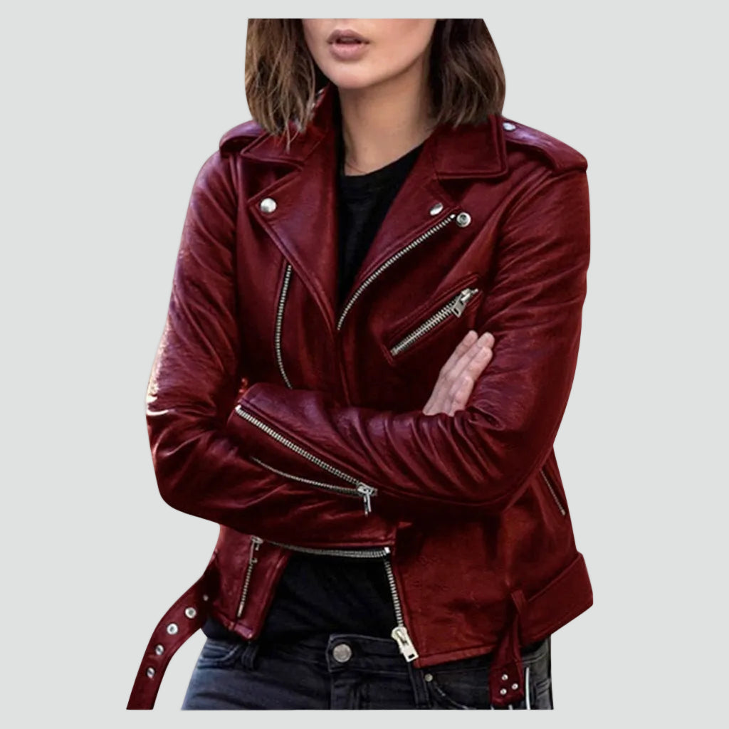 Chaqueta Biker de Mujer con Cremallera Asimétrica y Corte Entallado