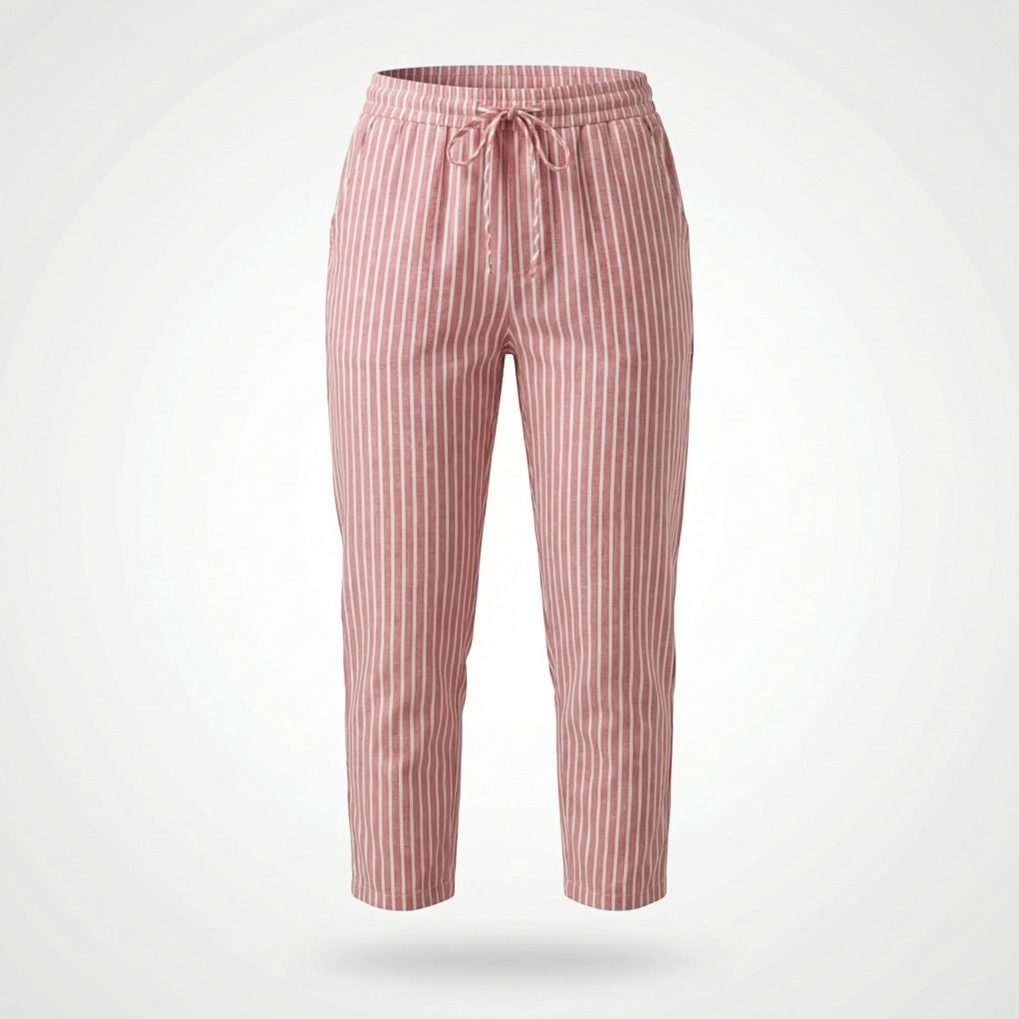 Pantalones Capri de Pernera Ancha con Rayas Verticales y Talle Alto para Mujer