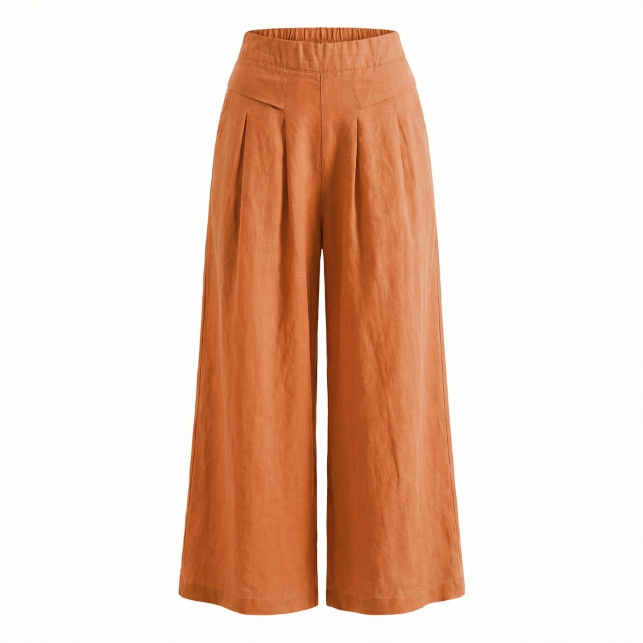 Pantalones de Mujer de Pierna Ancha con Pinzas Delanteras y Bolsillos