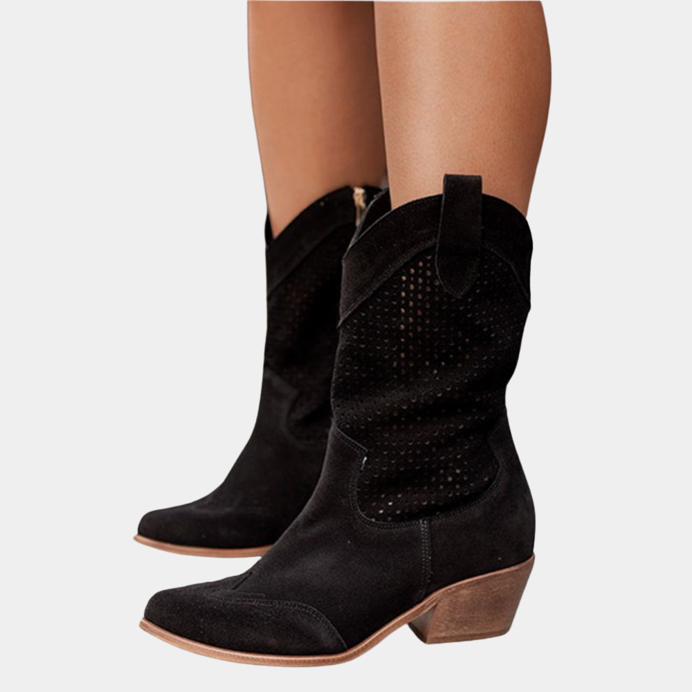 Botas cowboy mujer — cuero — perforadas media caña — diario