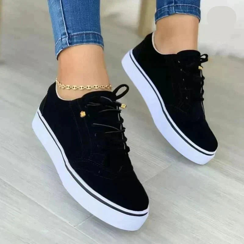 Zapatillas con cordones mujer — suela de plataforma y puntera picada