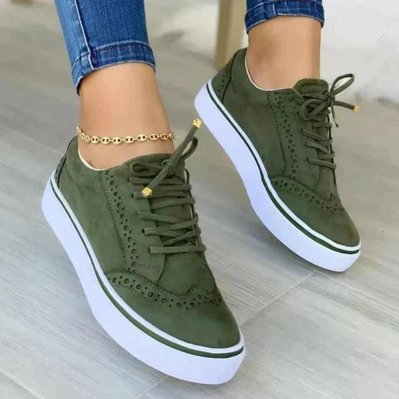 Zapatillas con cordones mujer — suela de plataforma y puntera picada