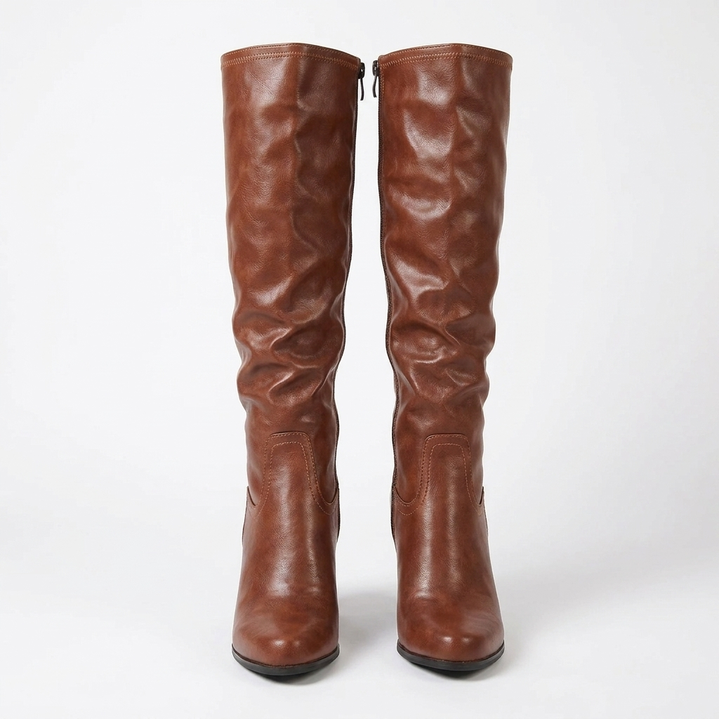Botas Altas de Mujer con Cierre Lateral Tacón Ancho y Puntera Redonda