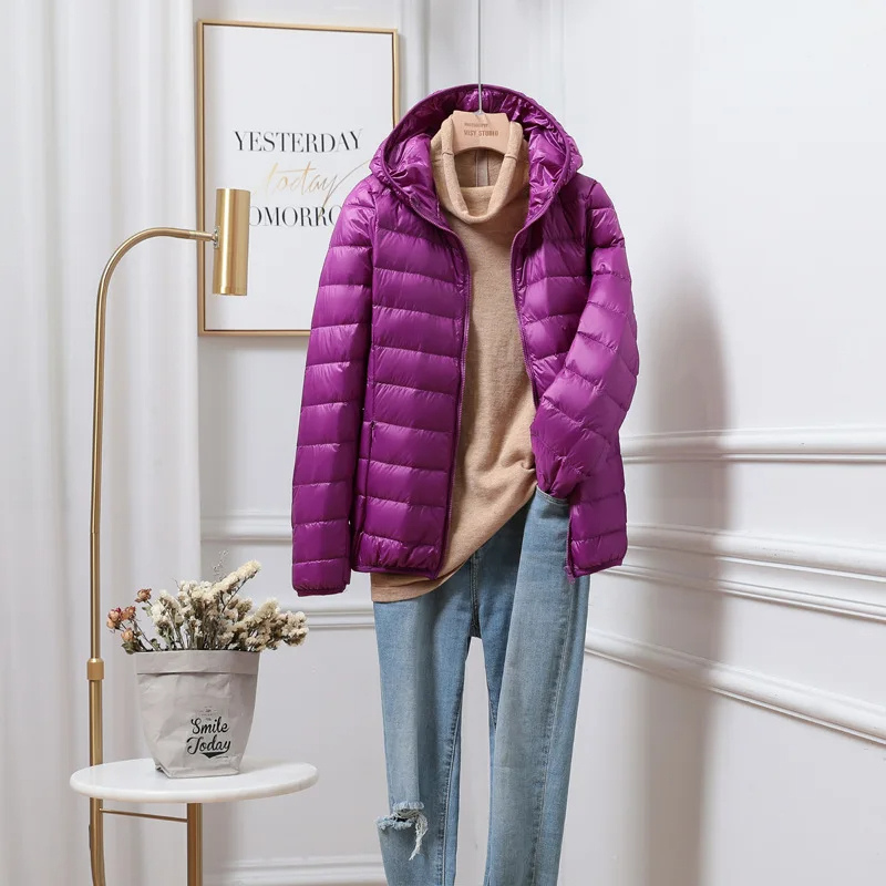 Chaqueta Acolchada con Capucha para Mujer y Cierre de Cremallera